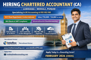 Chartered Accountant (CA) Job in Ludhiana/Mohali – UK Accounting - Freshers Welcome