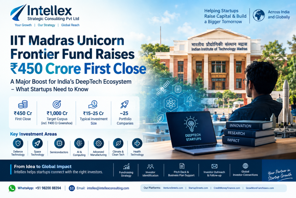 IIT Madras Unicorn Frontier Fund Raises ₹450 Crore First Close: A Detailed Funding Guide for DeepTech Startups Seeking ₹15–25 Crore Capital.